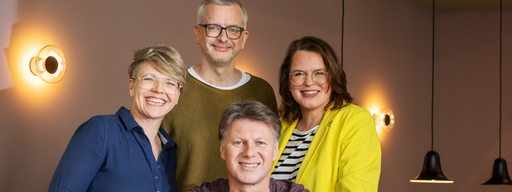Das Team im Morgen auf Bremen Eins: Katharina Guleikoff, Philipp Kolanghis, Britta Uphoff, Jens Uwe Krause